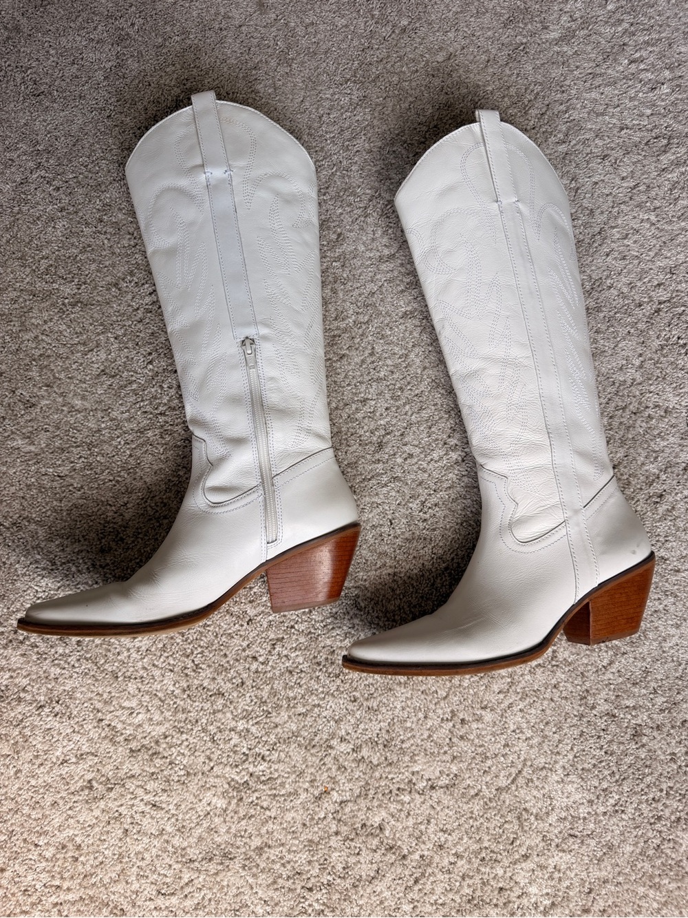 Coconuts by Matisse Agency Ivory Western Cowboy Boots Size 8 Leather